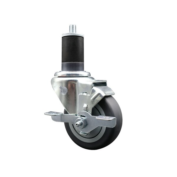 Service Caster 3.5'' Thermoplastic Rubber Swivel 1-5/8'' Expanding Stem Caster with Brake SCC-EX20S3514-TPRB-TLB-158 - main